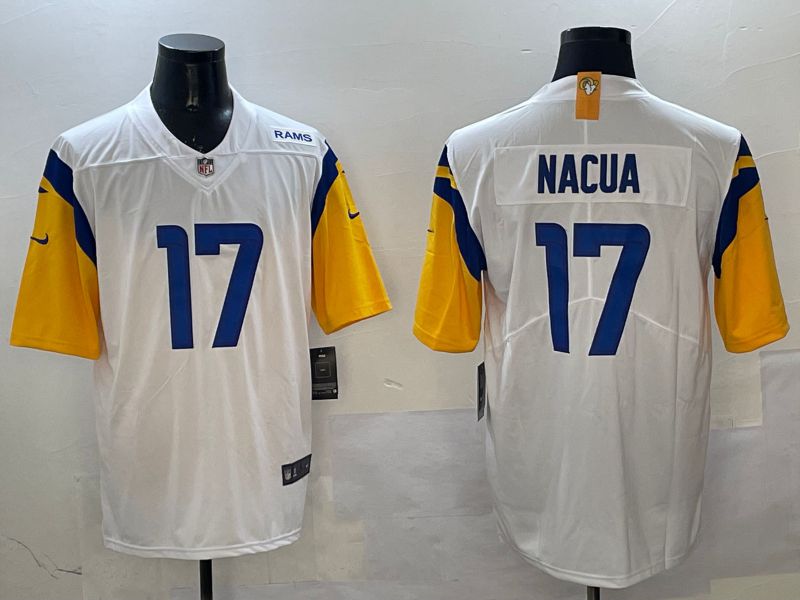 Men Los Angeles Rams #17 Nacua White Second generation 2025 Nike Limited NFL Jersey style 3->los angeles rams->NFL Jersey
